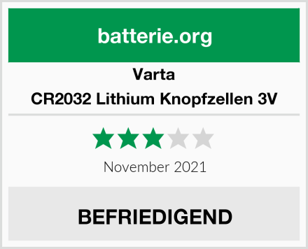 Varta CR2032 Lithium Knopfzellen 3V Test