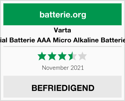 Varta Industrial Batterie AAA Micro Alkaline Batterien LR03 Test