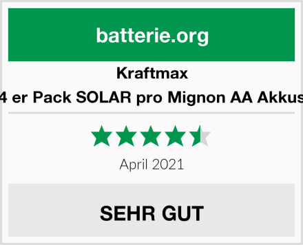 Kraftmax 4 er Pack SOLAR pro Mignon AA Akkus Test