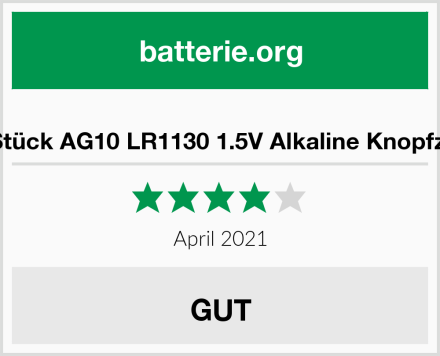  20 Stück AG10 LR1130 1.5V Alkaline Knopfzelle Test