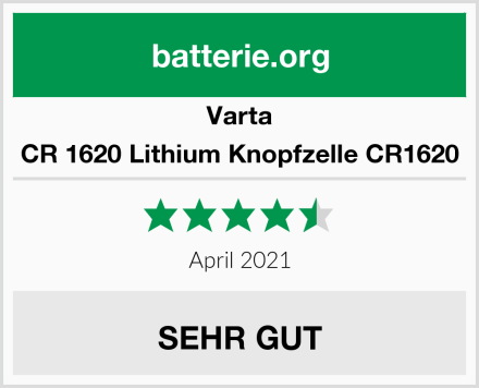 Varta CR 1620 Lithium Knopfzelle CR1620 Test