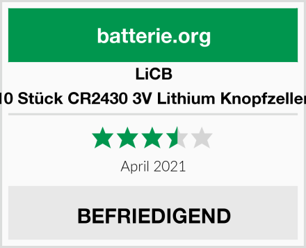 LiCB 10 Stück CR2430 3V Lithium Knopfzellen Test
