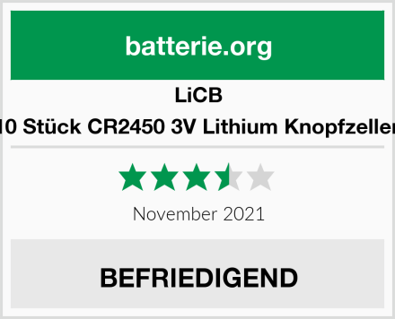 LiCB 10 Stück CR2450 3V Lithium Knopfzellen Test