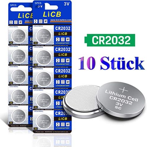 LiCB 10 Stück CR2032 3V Lithium Knopfzellen