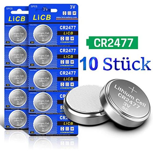 LiCB 10 Stück CR2477 3V Lithium Knopfzellen