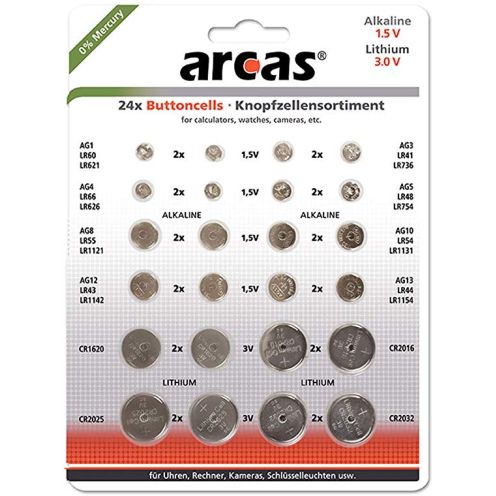  Arcas 12752400 Alkaline und Lithium Knopfzellensortiment