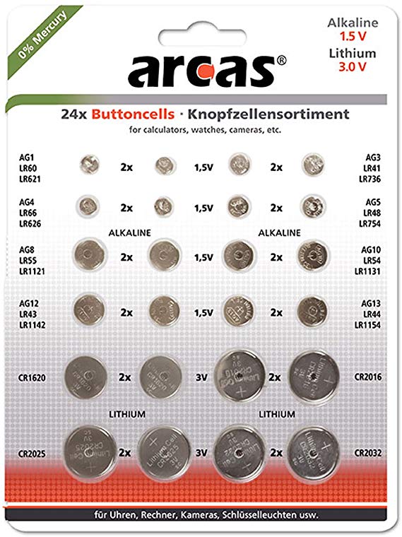 5 Stück Knopfzellen Batterien CR2025 Arcas 3V Herstellung 2020 extrem haltbar 